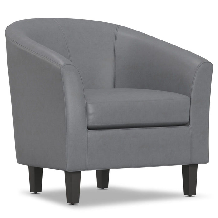 Leather Arm Chair - Gray / Dark Brown