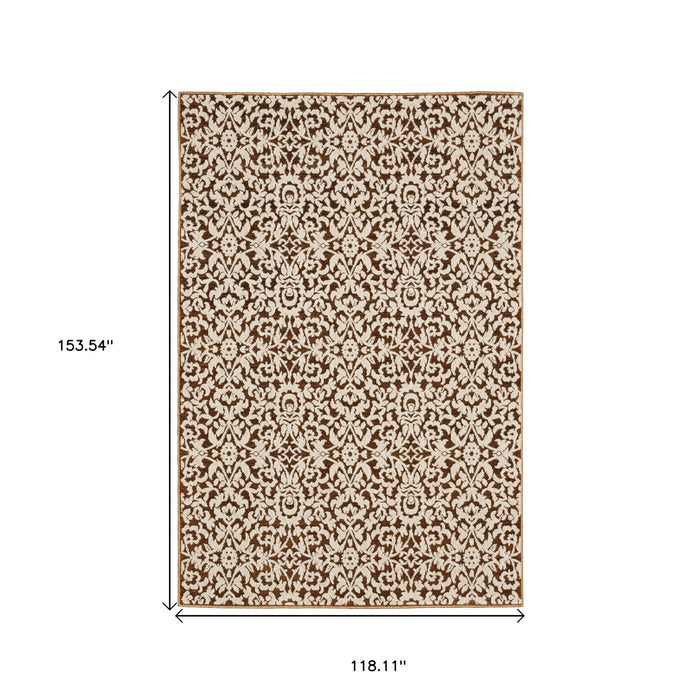10' X 13' Oriental Area Rug - Rust And Beige