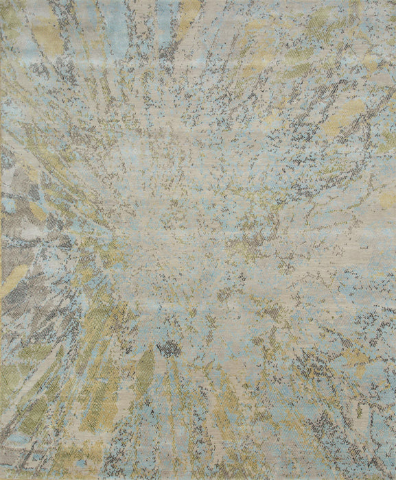 10' X 8' Abstract Hand Knotted Area Rug - Blue