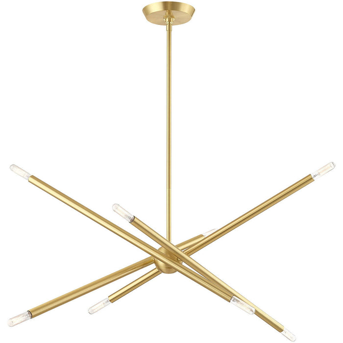 24" Eight Light Dimmable Chandelier With Shades - Brass