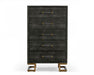 Gray manufactured wood accent chest with five drawers, stainless steel handles, from HomeRoots, showcasing modern storage furniture.