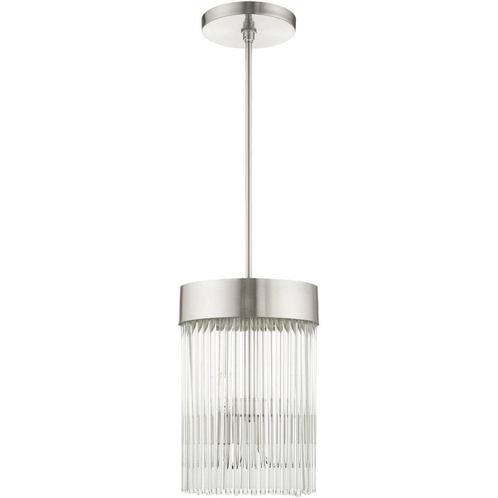 24" Three Light Dimmable Chandelier With Shades - Nickel