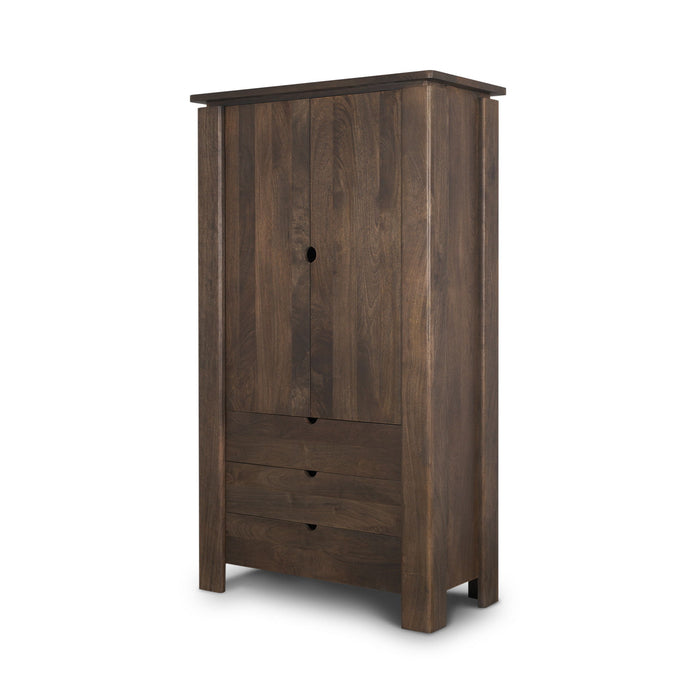 40" Solid Wood Curio Cabinet With Two Doors And Three Drawers - Dark Brown