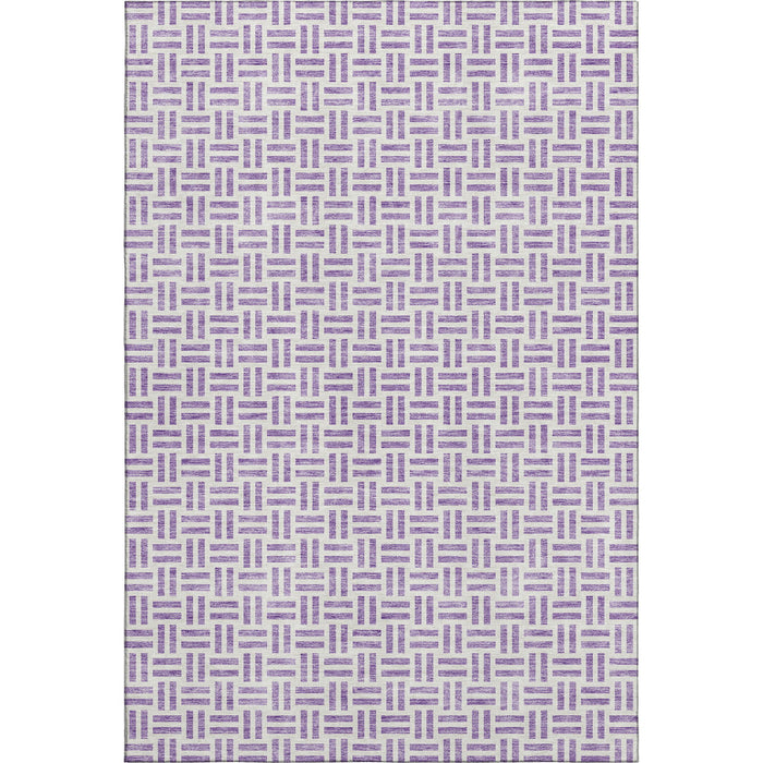 10' X 14' Geometric Washable Area Rug With UV Protection (677261) - Lavender / Ivory