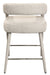 Ivory modern metal and fabric low back counter height bar chair with sleek design, suitable for kitchen or bar area.