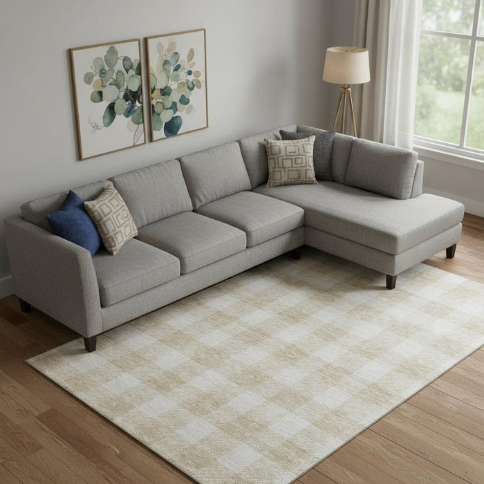 10' X 14' Plaid Washable Area Rug With UV Protection (673351) - Beige / Ivory