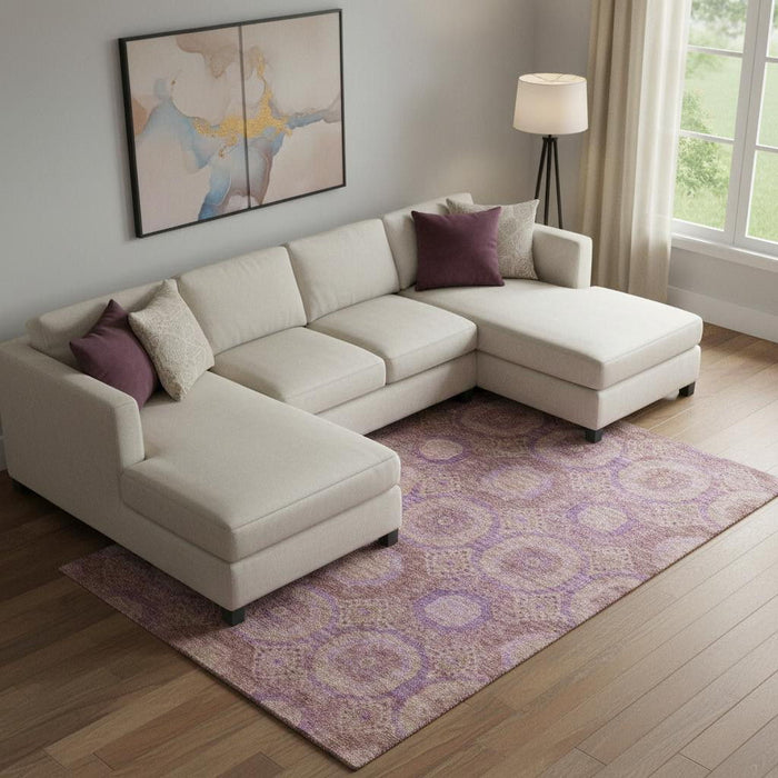 10' X 14' Abstract Geometric Washable Area Rug With UV Protection (708271) - Blush / Purple