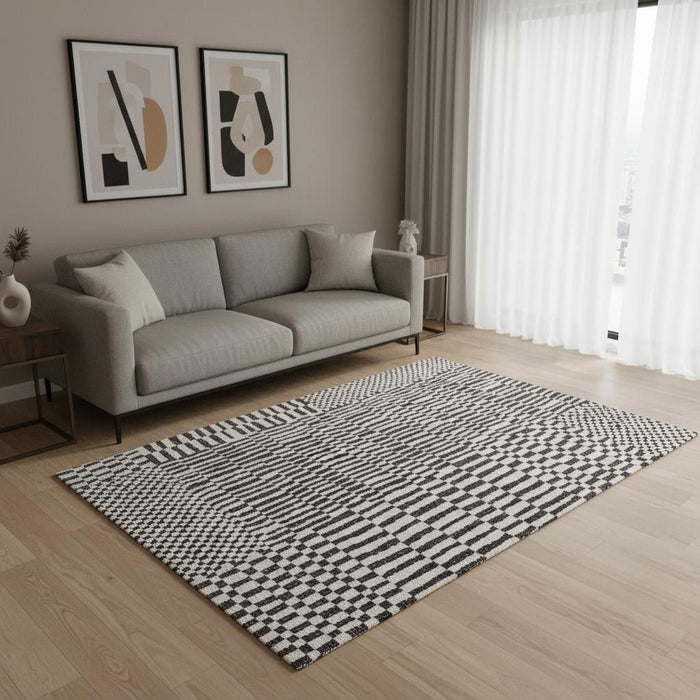6' X 8' Geometric Berber Washable Area Rug With UV Protection (609853) - Gray / Beige