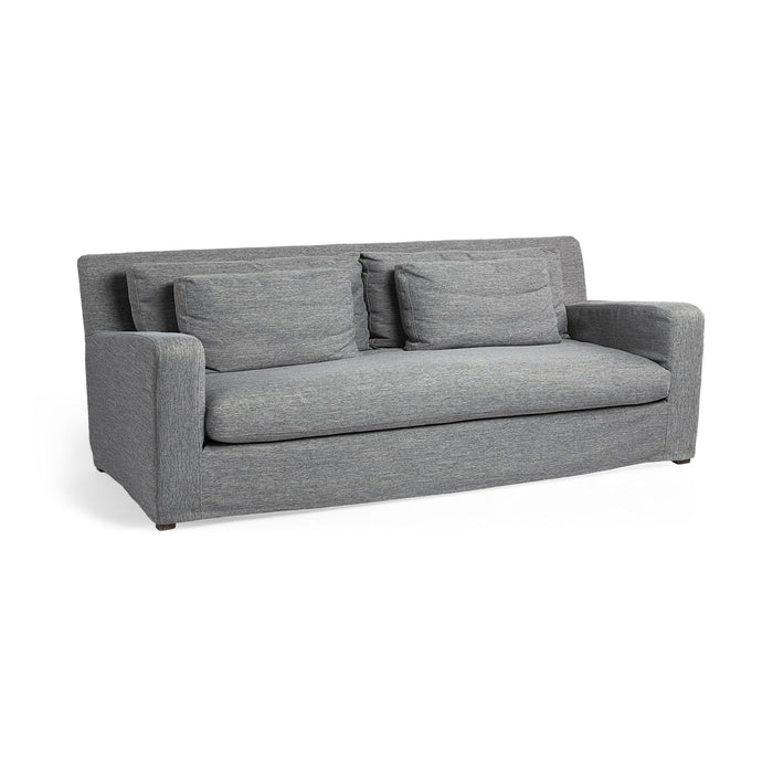 Slipcovered Fabric Sofa With Toss Pillows - Dark Gray