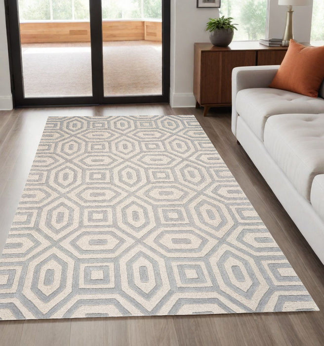 5' x 8' Hand Tufted Geometric Indoor Area Rug - Gray