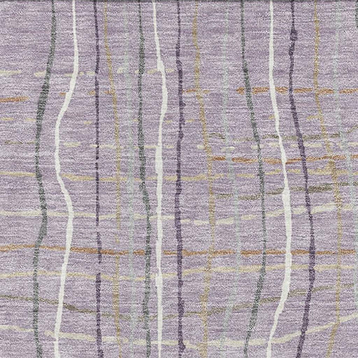 10' X 14' Striped Washable Area Rug With UV Protection (678568) - Lavender / Ivory / Gray