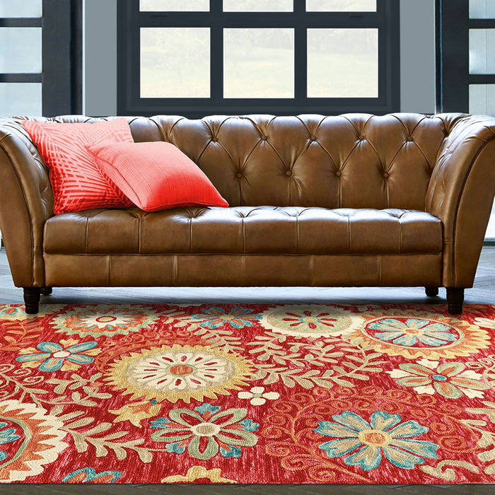 8' x 10' Wool Medallion Tufted Handmade Stain Resistant Area Rug - Rust