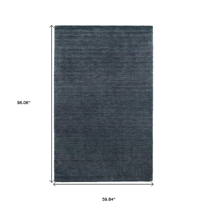 5' X 8' Wool Hand Tufted Area Rug - Navy Blue
