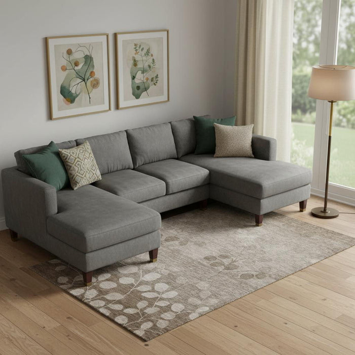 10' X 14' Floral Washable Area Rug With UV Protection (707527) - Taupe / Beige