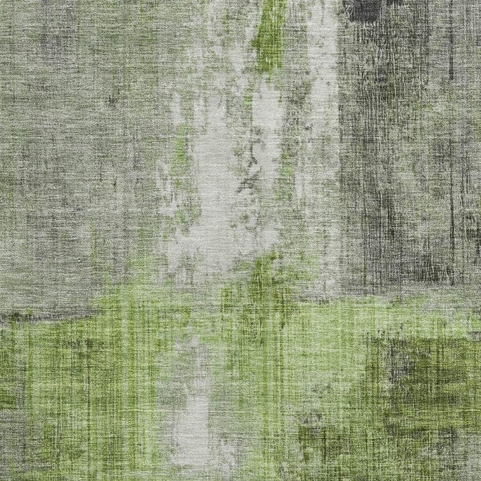 10' X 14' Abstract Washable Area Rug With UV Protection (700439) - Fern Green / Gray