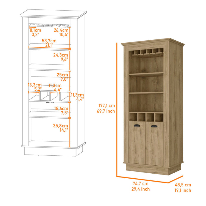 Bar Cabinet With Wine Storage - Brown