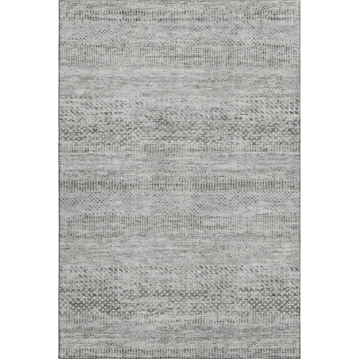 10' X 14' Striped Washable Area Rug With UV Protection (695504) - Gray / Charcoal / Silver