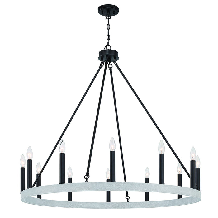 Candle Style Twelve Light Metal Dimmable Chandelier - Black / White