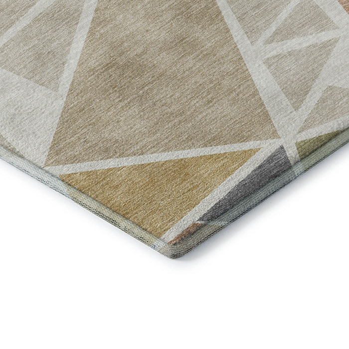 10' X 14' Geometric Washable Area Rug With UV Protection (681527) - Ivory / Gold / Green
