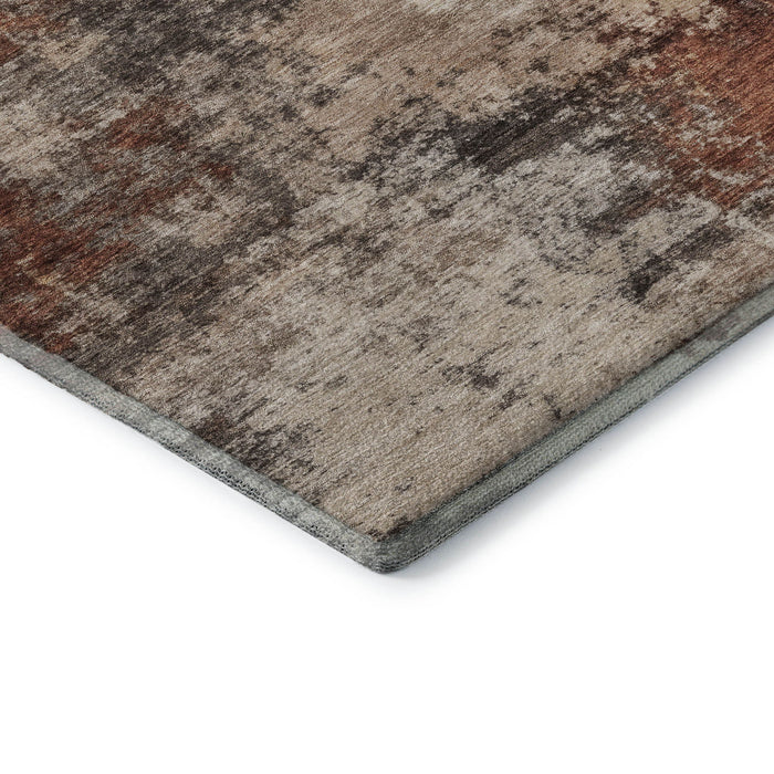 10' X 14' Abstract Washable Area Rug With UV Protection (716881) - Rust / Beige