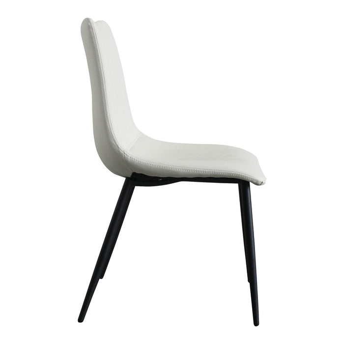 Upholstered Faux Leather Dining Side Chairs (Set of 2) - White / Black