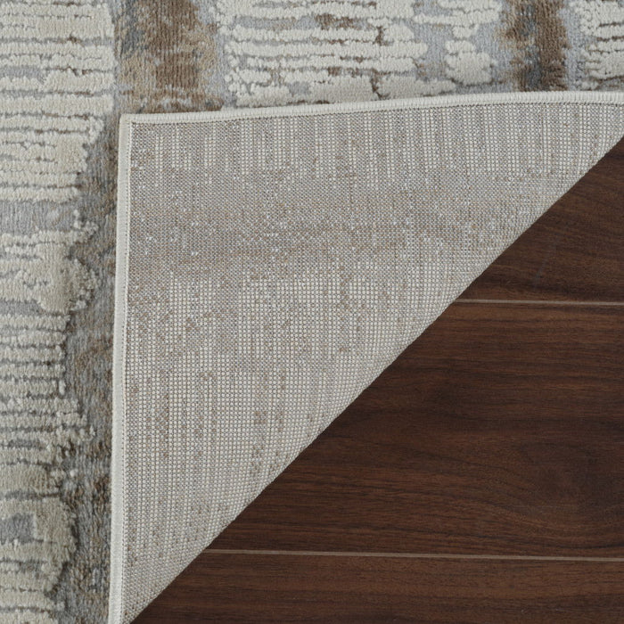 8' x 11' Abstract Non Skid Area Rug - Beige And Brown