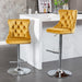 Set of 2 Giga modern upholstered swivel barstools with adjustable height, tufted backs, suitable for home pub or kitchen island.