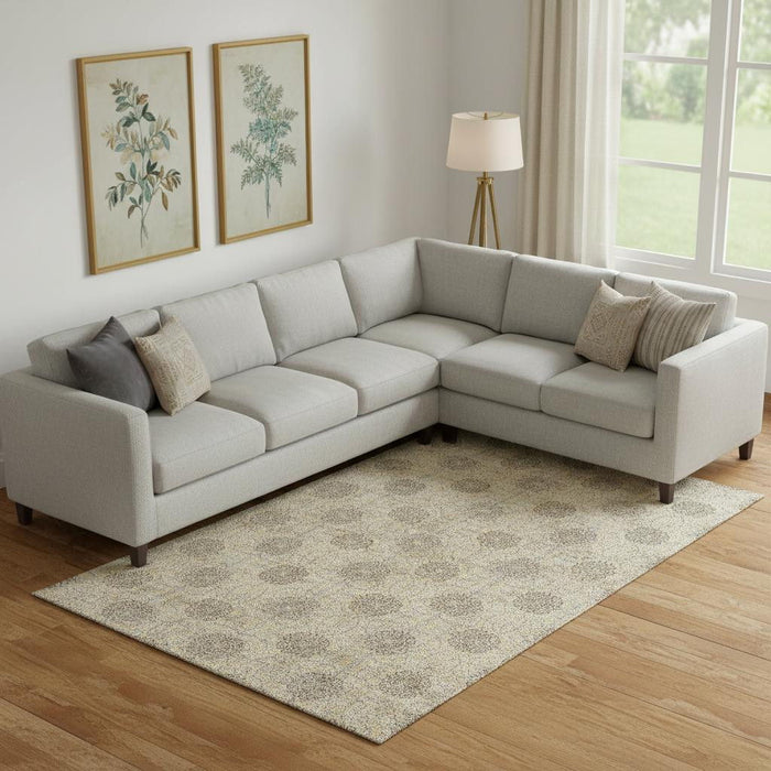 10' X 14' Damask Washable Area Rug With UV Protection (705977) - Gold / Taupe