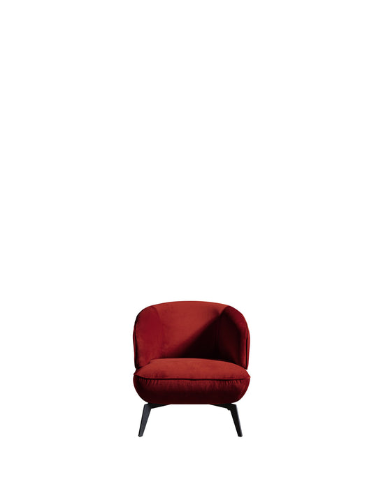 Velvet Metal Lounge Chair - Red / Black