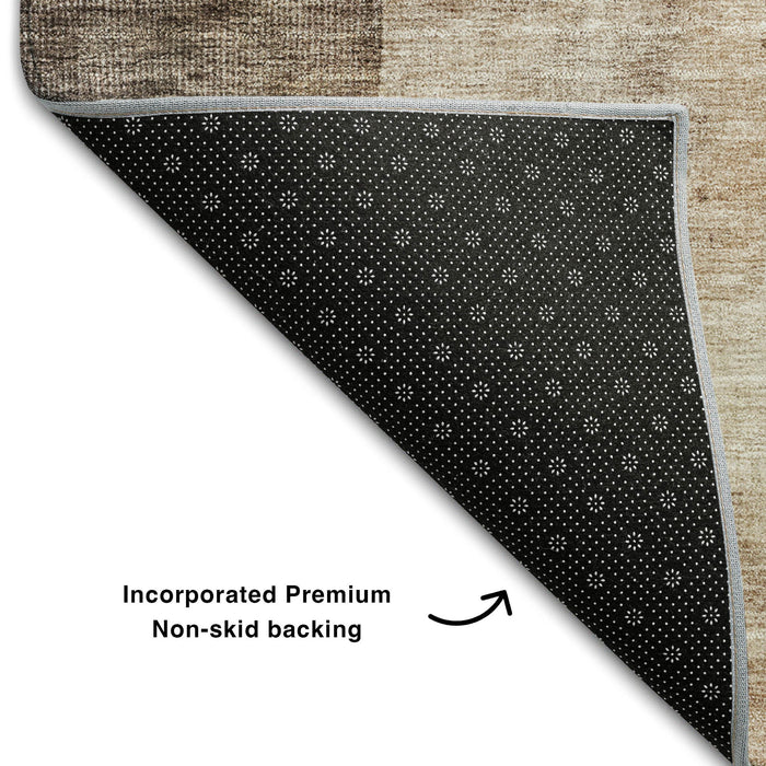 10' X 14' Abstract Washable Area Rug With UV Protection (688334) - Brown / Beige / Taupe