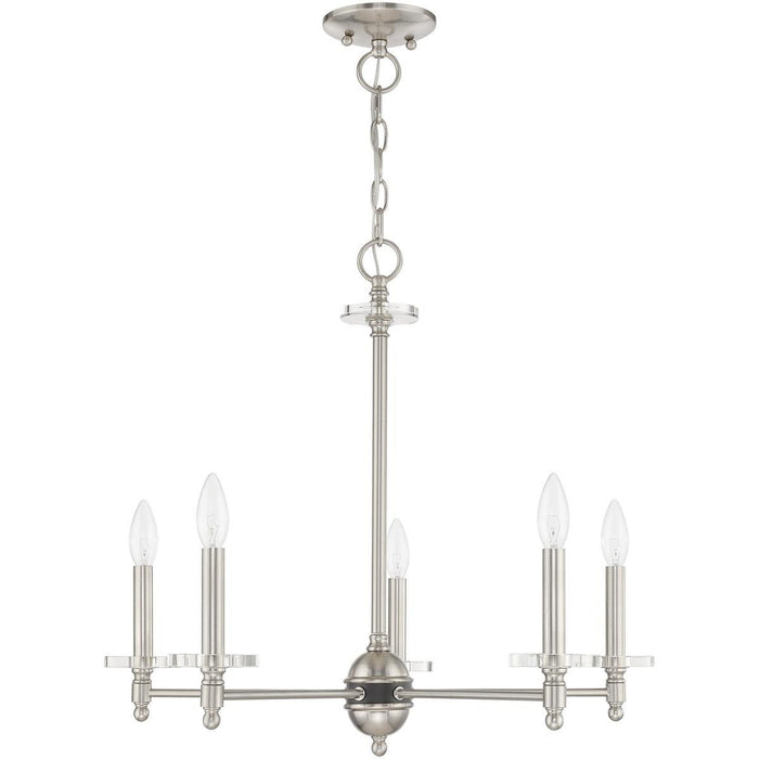22'' 5-Light Dimmable Chandelier With Shades - Nickel