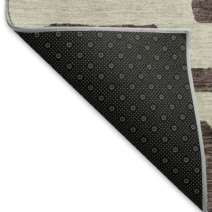 10' X 14' Abstract Geometric Washable Area Rug With UV Protection (671780) - Chocolate / Beige