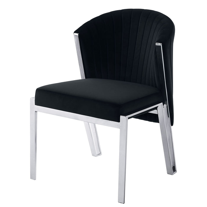 Upholstered Velvet Wing Back Dining Side Chairs (Set of 2) - Black