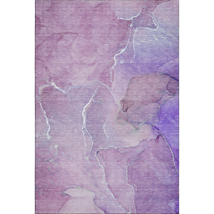 10' X 14' Abstract Washable Area Rug With UV Protection (646990) - Purple / Ivory