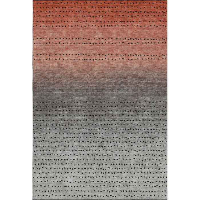 10' X 14' Abstract Washable Area Rug With UV Protection (710819) - Rust / Charcoal / Gray