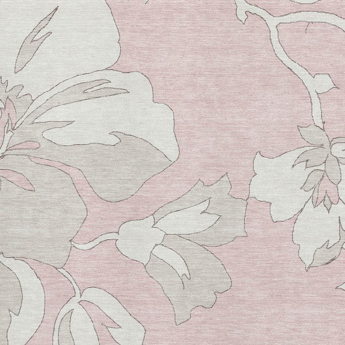 10' X 14' Floral Washable Area Rug With UV Protection (668011) - Pink / Ivory