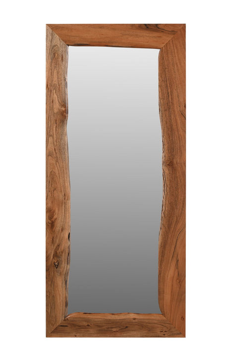32" Live Edge Solid Full Length Hanging Mirror - Brown