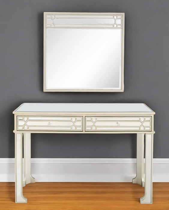 Mirrored Glass Console Table And Drawers - Champagne