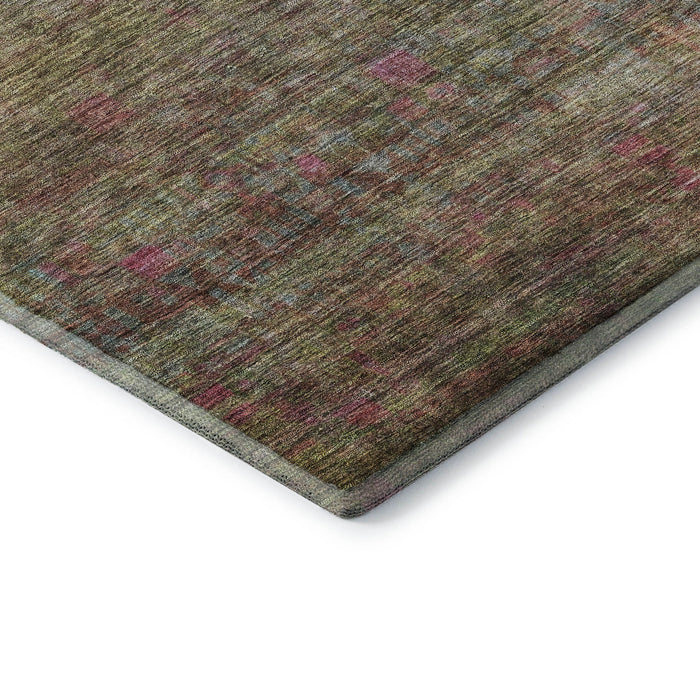 10' X 14' Abstract Washable Area Rug With UV Protection (688117) - Artichoke Green / Pink