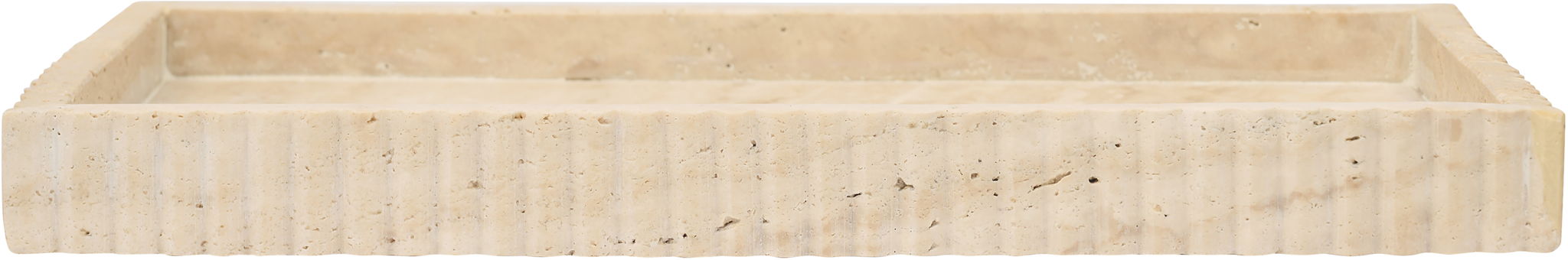 Beige Hannah Travertine Tray by Meridian Furniture, rectangular tray with textured stone surface for decorative use.