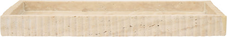 Beige Hannah Travertine Tray by Meridian Furniture, rectangular tray with textured stone surface for decorative use.
