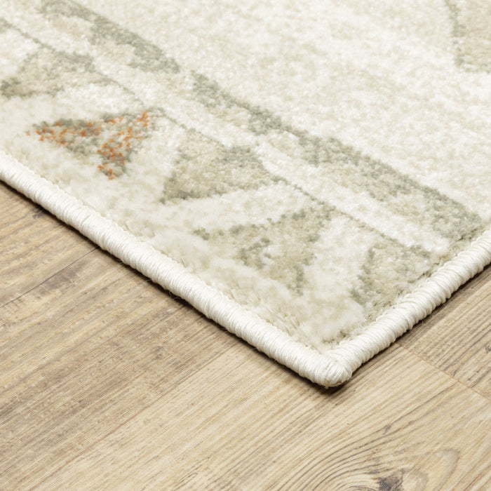 10' x 13' Southwestern Power Loom Stain Resistant Area Rug - Ivory Orange Tan Black And Gray