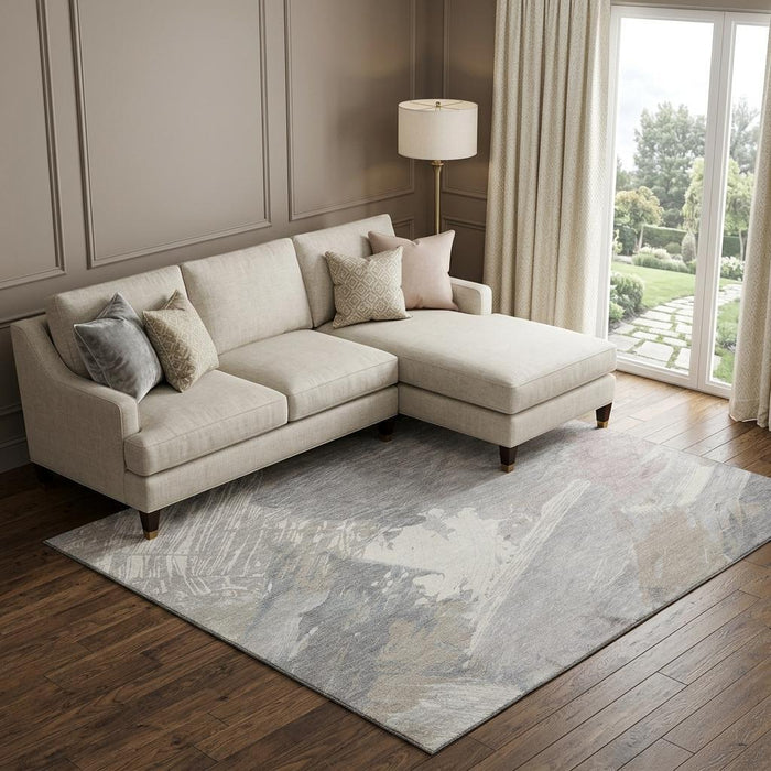 10' X 14' Abstract Washable Area Rug With UV Protection (694146) - Beige / Gray / Silver