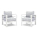 Giga modern all-weather patio armchairs with thick cushions, set of two, featuring sleek design and comfortable outdoor seating.