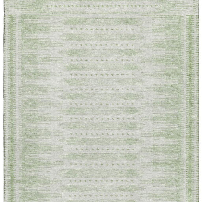 10' X 14' Geometric Washable Area Rug With UV Protection (708037) - Sage / Fern Green