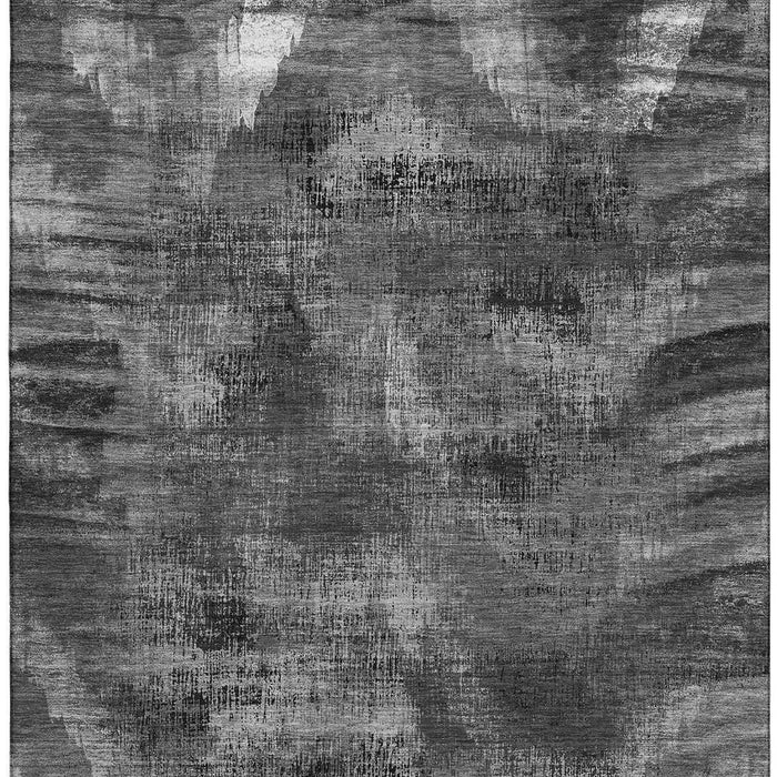 8' X 10' Abstract Washable Area Rug Polyester With UV Protection - Gray And Silver