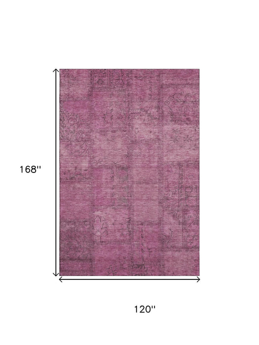 10' X 14' Patchwork Washable Area Rug With UV Protection (656136) - Blush / Gray