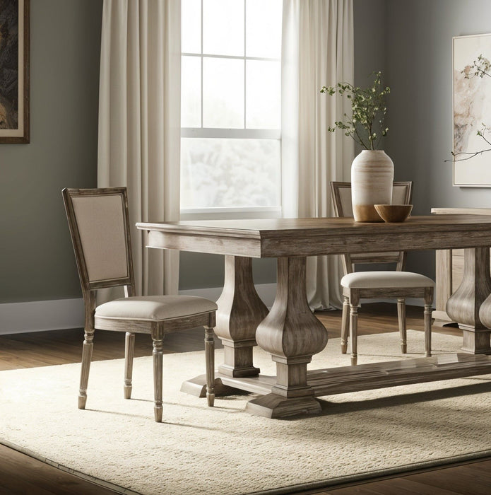 Upholstered Fabric And Solid Wood Dining Side Chairs (Set of 2) - Gray