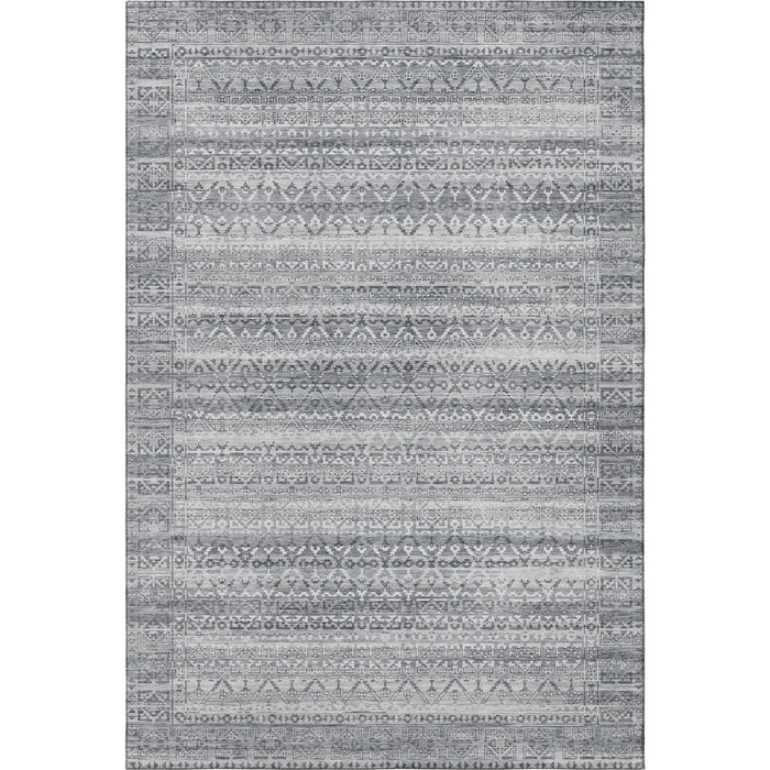 10' X 14' Striped Washable Area Rug With UV Protection (717839) - Gray / Silver