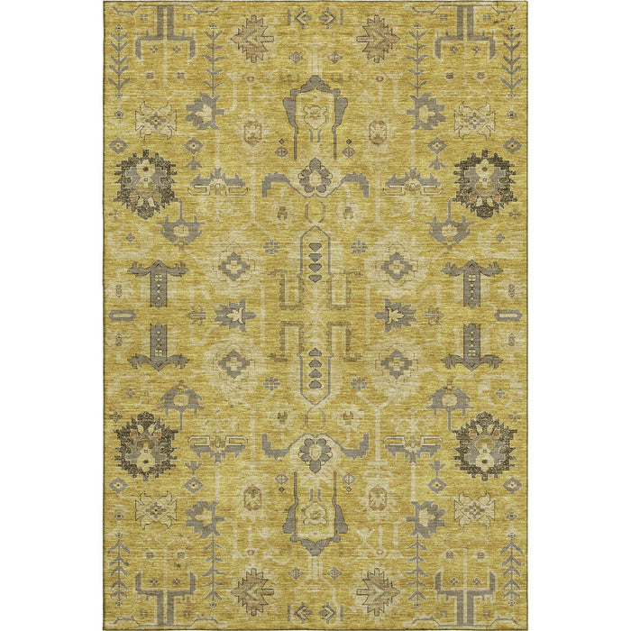 10' X 14' Oriental Washable Area Rug With UV Protection (656621) - Gold / Charcoal / Gray